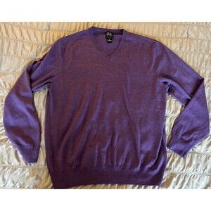 Jos A. Bank Traveler Collection Merino Wool V-Neck Sweater Purple Size XXL EUC